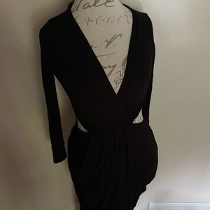 Black cut out high low dress